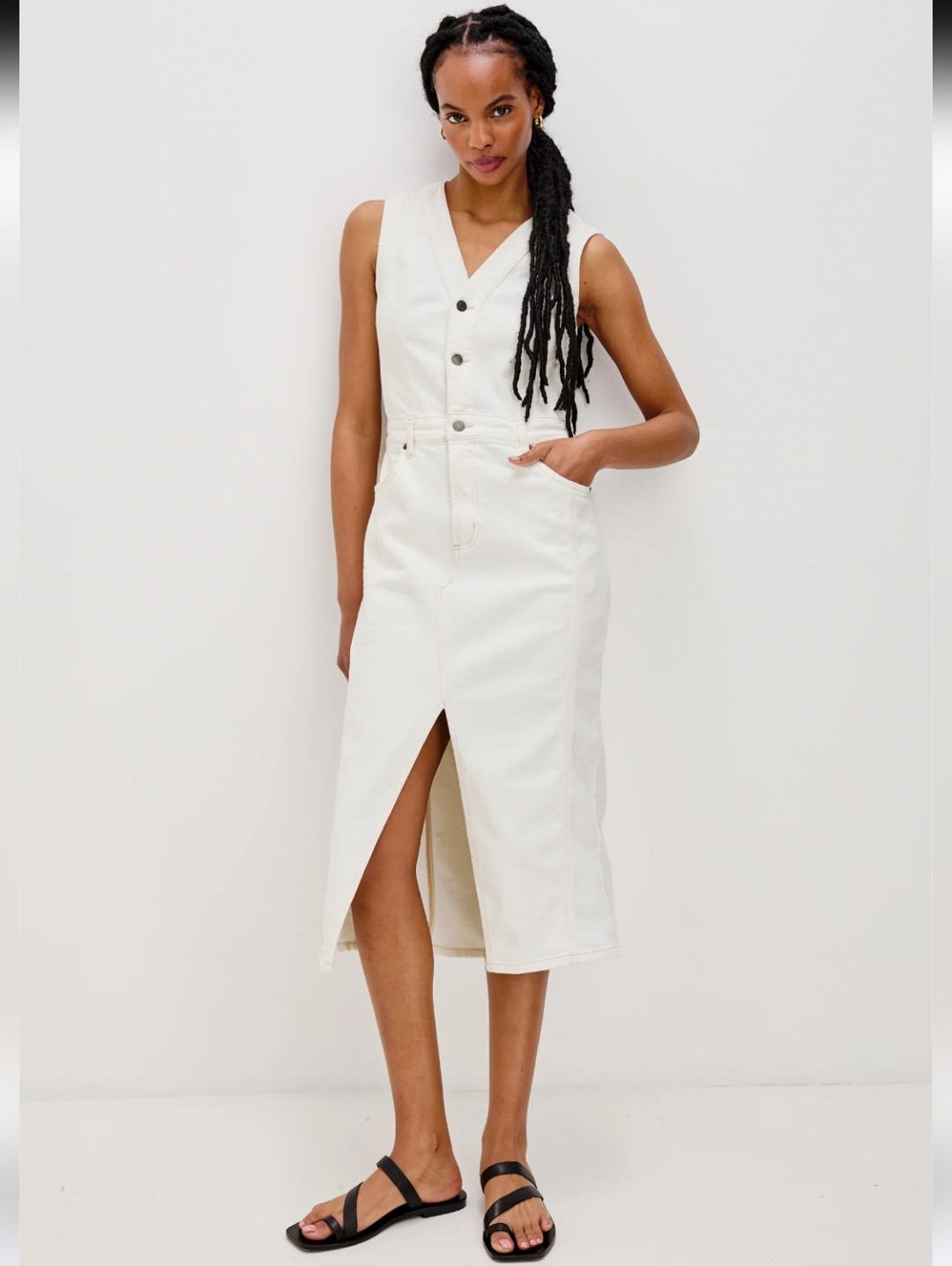 Rails Westwood White Denim Midi Dress Size M